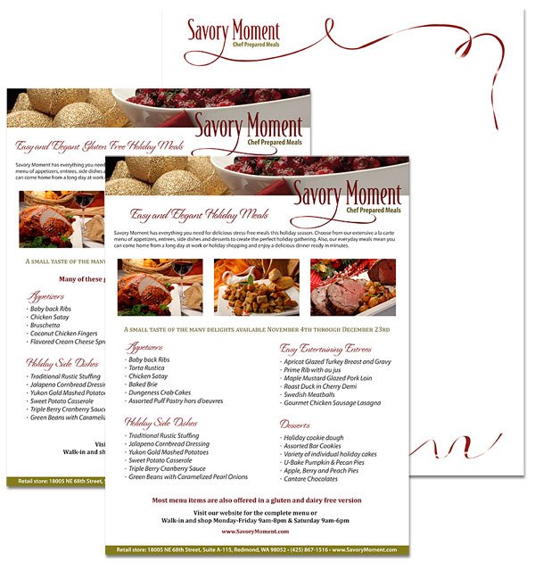 Savory Moment letterhead and flyers