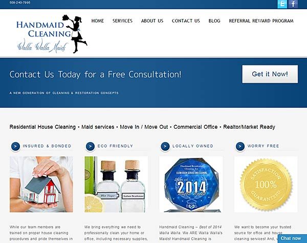 Handmaid Cleaning website makeover